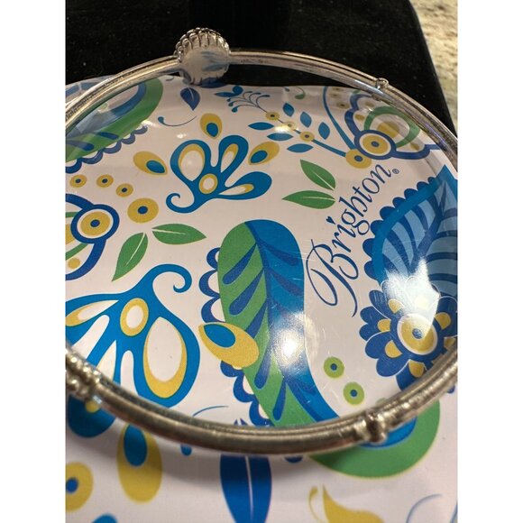 Brighton Silver-Plated Pearl Bangle Bracelet Beaded Accents with Heart Tin Gift - Picture 6 of 9